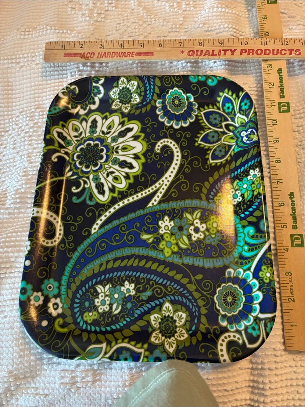 Vera Bradley Paisley Serving Tray in Blue & Green